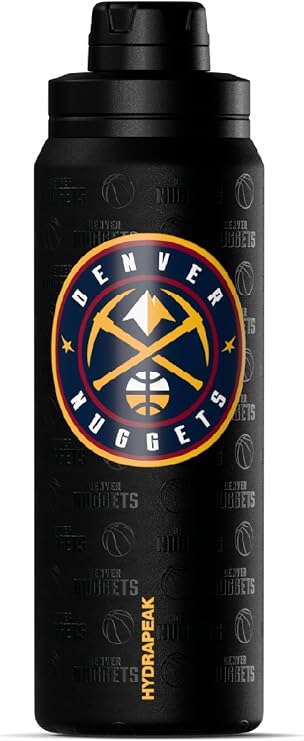 Hydrapeak NBA Officially Licensed Denver Nuggets Active 26oz Insulated Stainless Steel Water Bottle with Chug Lid, Carry Handle & Double Wall Vacuum Insulation, Keeping Drinks Cold for Hours