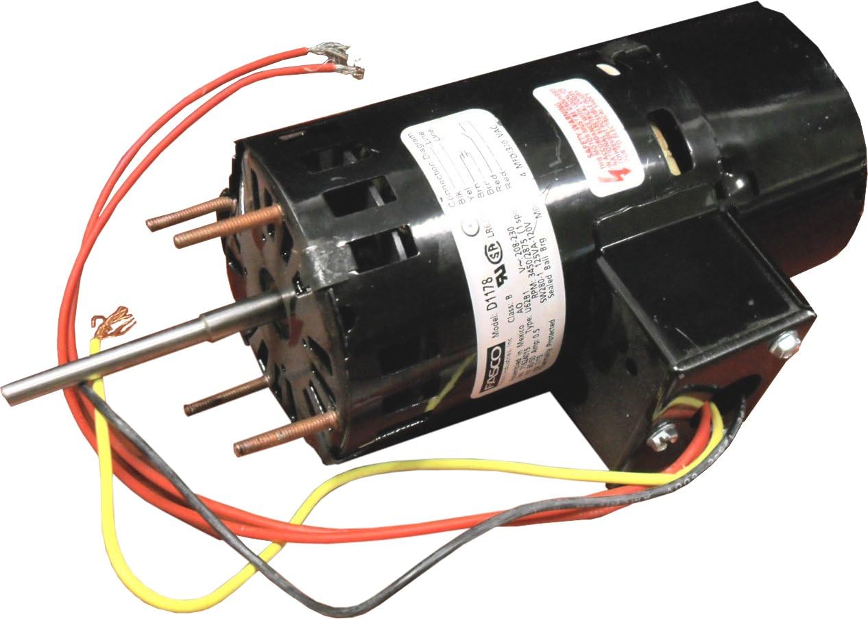 Fasco D1178 3.3-Inch Diameter PSC Motor, 115 HP, 208-230 Volts, 3450 RPM, 1 Speed, 0.45 Amps, CW Rotation, Ball Bearing