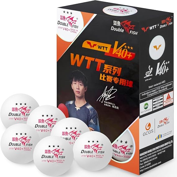 DOUBLE FISH Ping Pong Balls White ITTF Approval Professional 3-Star Ping Pong Ball WTT Smash Offical Table Tennis Balls 40+ABS Training Balls Lin Gaoyuan Training Competition