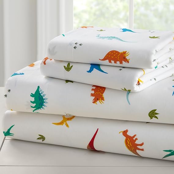 Wildkin Full Sheet Set Soft Microfiber, Fitted & Top Sheet, Pillowcase - Jurassic Dinosaurs