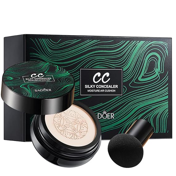 SADOER, Mushroom Head CC Cushion Foundation, HD Brightening Oil Control Formula, Ivory/natural color, 20g (CC air cushion (ivory white) 20g)