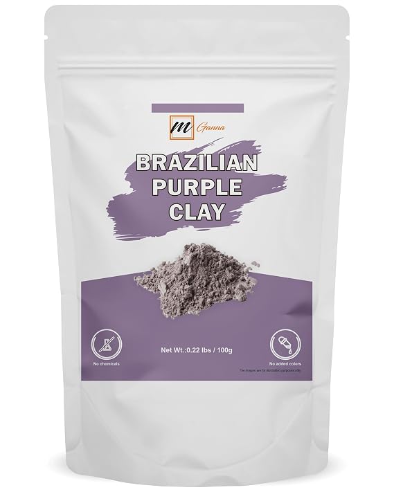 100% Natural Brazilian Purple Clay, 0.22 LBS / 100 GMS | for Hair Masks, Scrubs, Creams and Soap Making