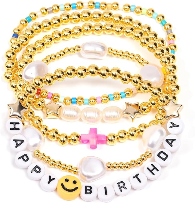 AICase for Kpop Stray Kids Merch Toys Gifts Birthday Decor Bracelets 5 Pcs | Stackable Stretch Friendship Beaded Bracelets k pop Skz Costume Merchandise Jewelry Gifts for Fans Women Christmas