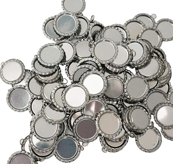 100 Pieces Flattened Bottle caps Double sided, Wholesale Bottle Caps Caps With Split Ring, Silver Bottle Caps Crafts Pendants, Necklaces, Jewelry