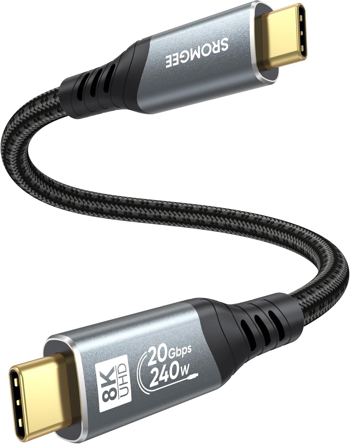 6 Inch Short USB C to USB C Cable 0.5 Feet, 20Gbps High Speed Data Transfer USB Type C Cable, 8K@60Hz/4K@240Hz USB C Monitor Cable, 240W Fast Charging Cord for External Hard Drive, SSD, Hub, Dock