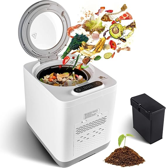 Electric Kitchen Composter, 3.5L Automatic Countertop Kitchen Compost Bin with 2 Working Modes, Includes Replaceable Carbon Filter for Odorless, Turn Waste into Dry Fertilizer