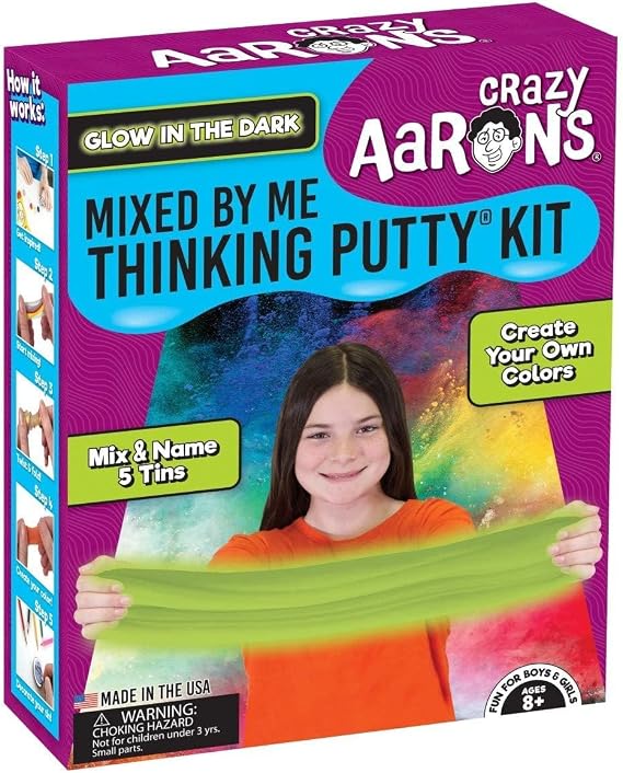 Crazy Aaron's Thinking Putty for Kids - DIY Special Effects Putty Kit (6 Putties Included)- Glow-in-The-Dark, Sparkle, Heat-Sensitive - Includes Colored Pencils and Instructional Mat - Made in USA