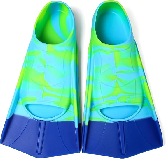 Kids Swim Fins Short Blade Training Flippers for Lap Swimming | Soft Silicone Flippers with Mesh Bag for Boys Girls Beginners Youth