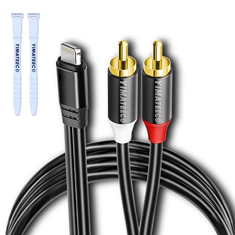 Lightning to RCA Cable Audio Aux Adapter, [MFi Certified] 2 RCA Audio Y Splitter Stereo Connection Cord for Speaker Amplifier, Compatible with iPhone(1M/3.3ft, Lightning to 2 R-C-A Cable)