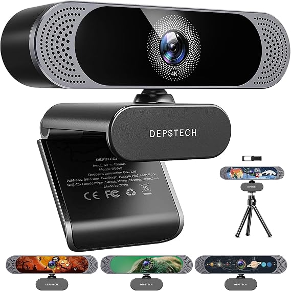 DEPSTECH 4K Webcam Ultra HD 1/2.55'' Sony Sensor Autofocus Webcam, 80 FOV (Black)