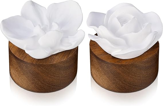 2 Pcs Ceramic Rose Diffuser Flower Passive Essential Oil Diffuser Flower Ceramic Aromatherapy Non Electric Battery for Home Office Tabletops Bathroom Decorative Birthday Ideal Gifts