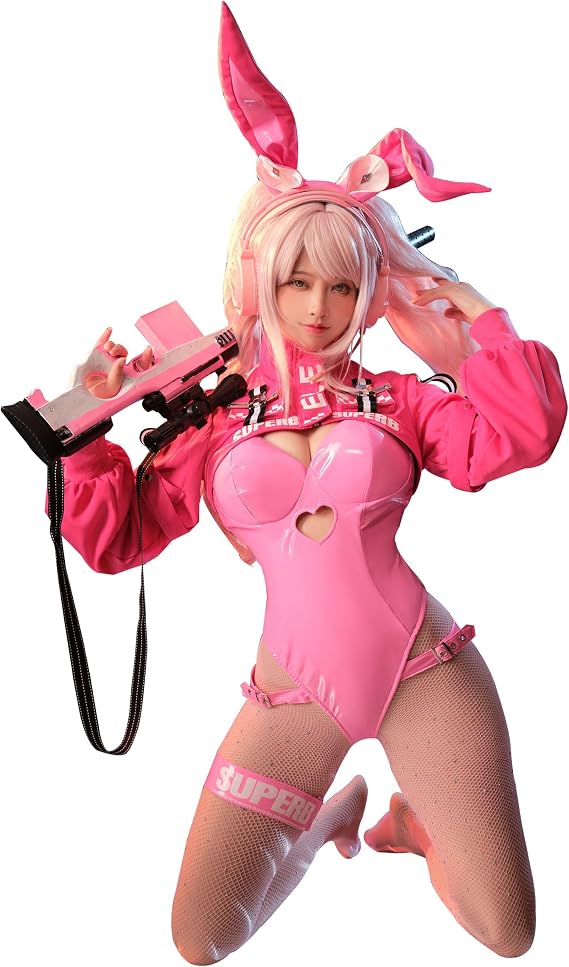 Mobbunny Anime Derivative Bunny Cosplay Costume With Jacket Headband Fishnet Stockings Bunny Bodysuit