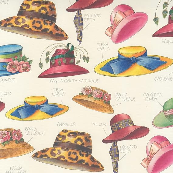 Rossi Decorated Papers from Italy - Fashion Hats 28"x40" Sheet
