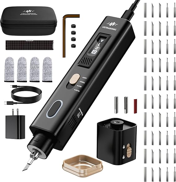 Ultrasonic Cutter, Handheld 40kHz Ultrasonic Knife, High-Precision Sonic Cutting Tool for 3D Printing Post-Processing & Multi-Material Cutting (Plastic, PVC, Leather, Wood & More)
