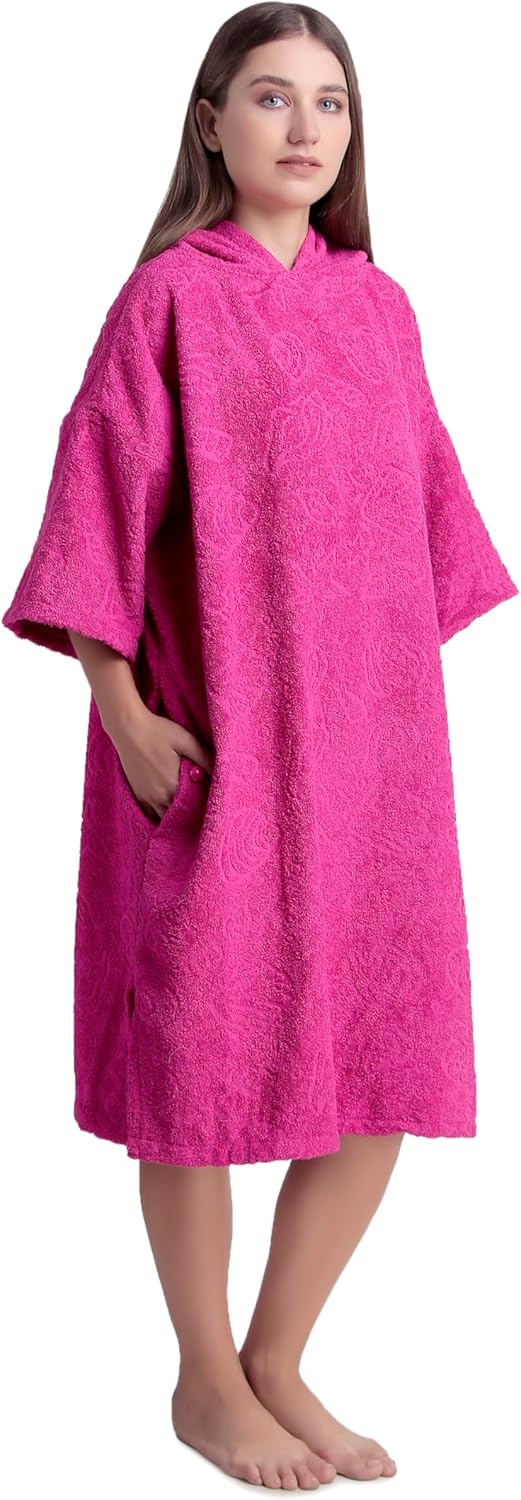 ALLEN &amp; MATE Hooded Towel Poncho for Adults Terry Cotton Changing Robe for Beach Swimming Surfing Bathing Watersports Indoor &amp; Outdoor Activities