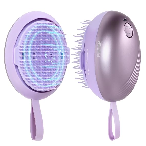 Electric Scalp Massager Rechargeable Head Massager with Anion Technology, Portable Anti-Frizz Scalp Tool, Scalp Massager Gift for Men & Women(Purple)