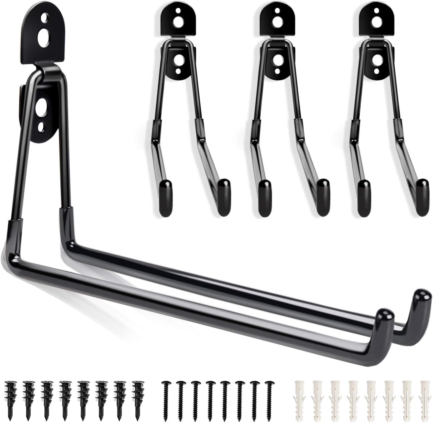 Garage Hooks Heavy Duty - 11 Inch Large Wall Mount Storage Hanger, 4 Pack Long Hook Garage Organizer for Hanging Tool, Chairs, Hoses, Ladder, Bulk Items, Ropes, etc