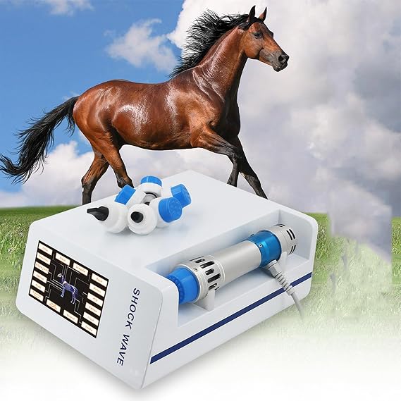 Veterinarian ED Shock Wave Machine, Extra-Body Intensive Shock Wave Therapy with 7 Probes, Adjustable 10-300mj Strength and 1-18HZ Frequency, Skin Deep 8 Cm, Non-Invasive, For Horses, Dogs