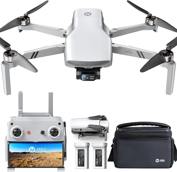 Holy Stone Drones with Camera for Adults 4K, 48MP 8K Photos, 4K/30FPS Video, 3-Axis Gimbal, GPS Auto Return, 10KM 5.8GHz Transmission, 60-mins Fly Time, AI Quick Shots, Under 249g (Gray)