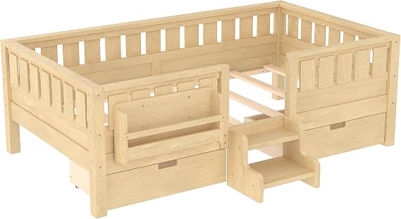 Bellemave Twin Size Bed with Slats and Stairs