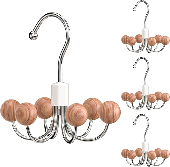 OHIYO 4-Pack 360° Swivel Hoodie Hangers with 6 Cedar Balls, Closet Organizer for Bra, Scarves, Belts, Purse & Accessories Storage