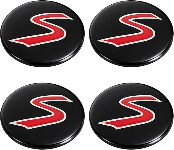4PC S Emblem Wheel Center Caps Stickers,Black