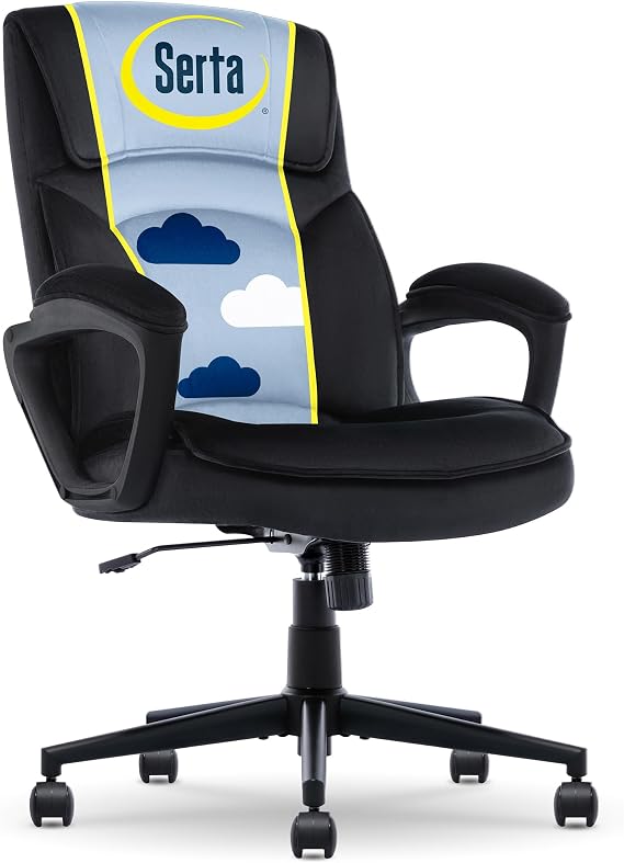 Serta Executive Office Chair with Lumbar Support, Soft Velvet Fabric Chair