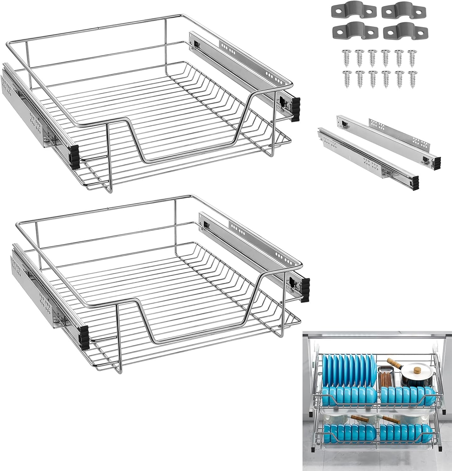 yrhome pack of 2 kitchen drawers kitchen shelf telescopic drawer bedroom drawer cupboard drawer cabinet drawer organizer kitchen cabinet basket drawer full extension drawer kitchen shelf suitable for