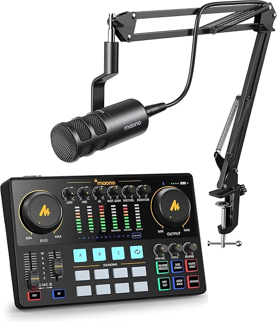 MAONO XLR Podcast Dynamic Microphone, Cardioid Studio Mic with Boom Arm for Vocal Recording,Streaming,Gaming, Voice Isolation Technology, Metal Mic, Works for Audio Interface, Mixer