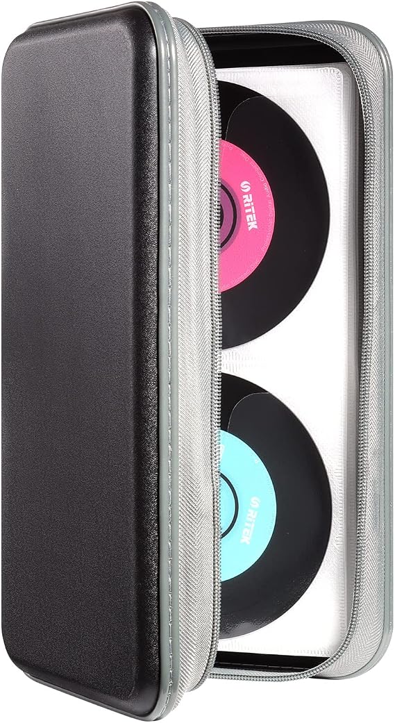 UENTIP CD Case 96 Capacity Portable Hard Plastic DVD Case CD Organizer Wallet Protective DVD Storage (Black96 96)