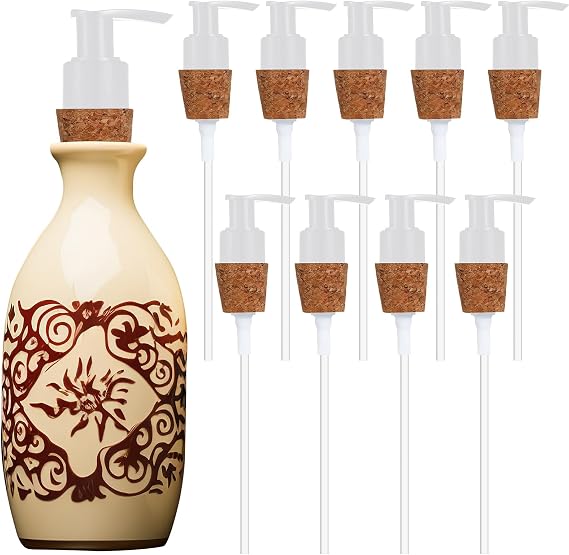 Tioncy 10 Pcs Soap Dispenser Pump with Cork Stopper Easy Press in, White
