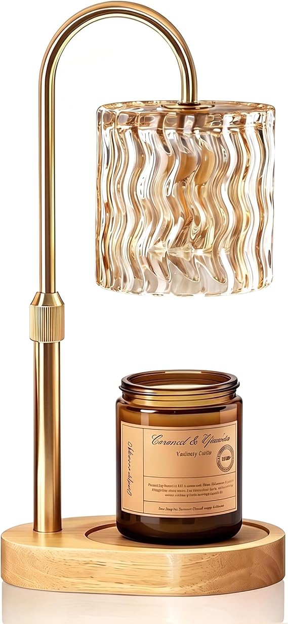 Homelist Decorative Ripple Glass Candle Warmer Lamp, Dimmable