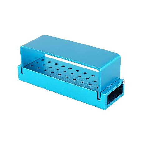 Annhua Dental Bur Blocks Aluminum Bur Holders for Diamond Burs, High-Speed Drill Storage Opening Box Dentist Tool - Blue