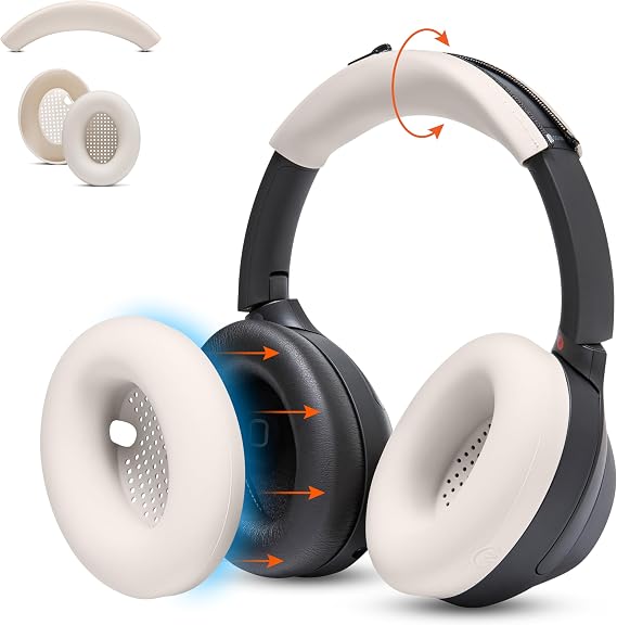WC SweatZ and BandZ Bundle Pack for Sony WH-1000XM4 Headphones | Sweat Covers and Headband Cover | Beige