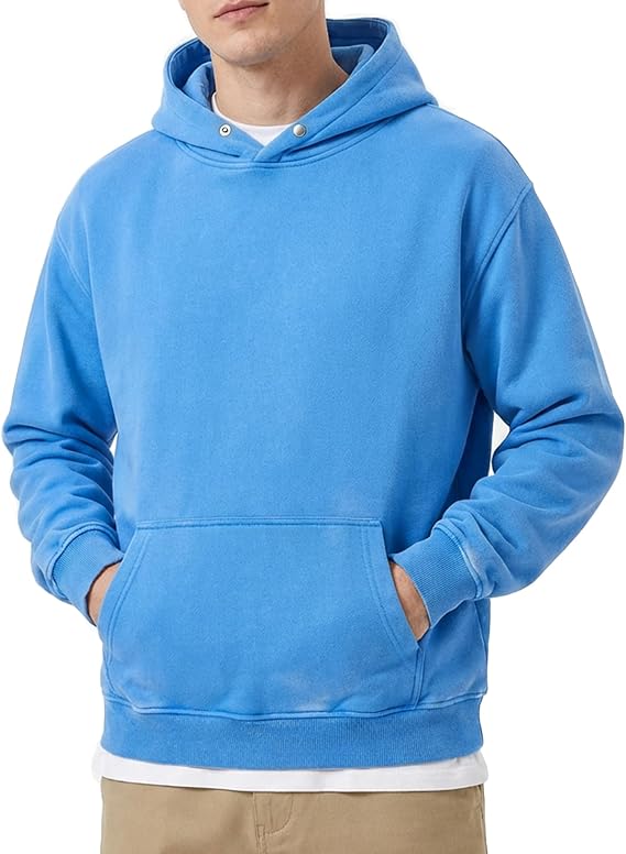 YND Mens Oversized Acid Wash Hoodie, Heavyweight Vintage Pullover for Winter, Fleece Cotton Sweatshirt, Unisex Streetwear