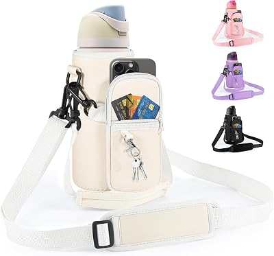 Water Bottle Carrier Bag with Strap for Owala FreeSip 2432oz with Detachable Phone Pocket for Owala Accessories 2432oz Water Bottle Sleeve for Walking Camping Gym