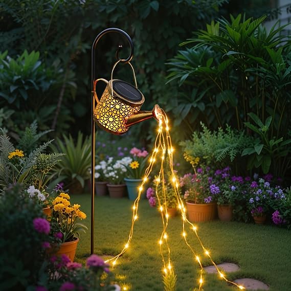 Solar Watering Can Lights Outdoor Garden Ornaments, Gifts for Women Mom [Energy Class A+]