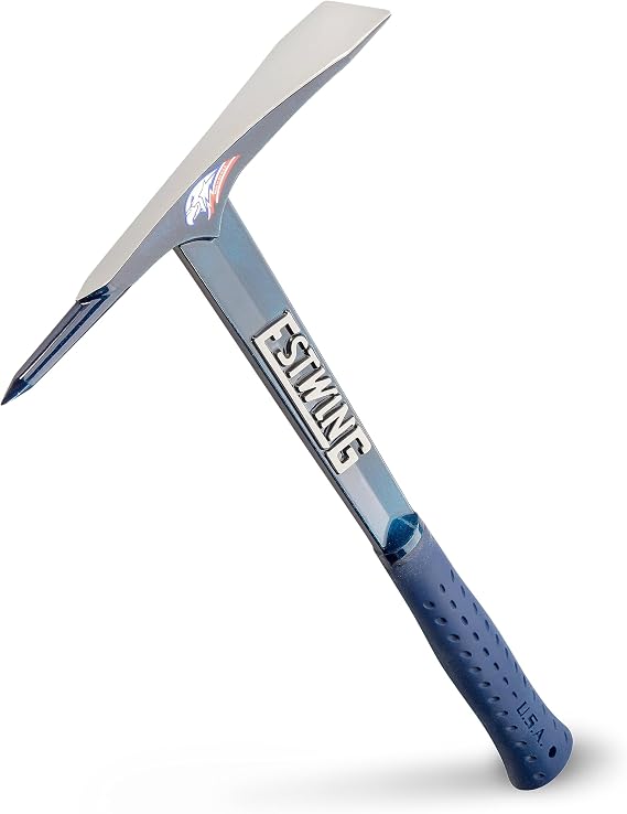 ESTWING Burpee Rock Pick, 17" Hand Pickaxe, Shock Reduction Grip, BP500 | Made in USA, Top Choice Of Geologists Worldwide, Chiseled End & Pointed Tip, Forged In One Piece, Shock Reduction Grip