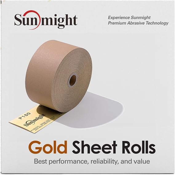 Sunmight Film 220 Grit Sandpaper Roll 2-3/4" x 45 Yards PSA Longboard Sandpaper Adhesive Backed for Auto Body, Wood, Metal, Marine & Aerospace Durable Latext Paper Backing for Smooth Sanding