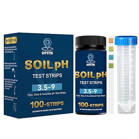 Soil Test Kit for pH 3.59 with Tube, 100 Soil pH Test Strips for Accurate Testing pH Level of Garden Lawn Flower Grass Vegetable Dirt Yard, Outdoor Indoor Plants