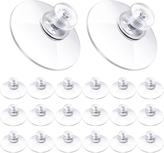 Zopeal 20 Pcs Adhesive Suction Cups Bulk with Screws Nut Plastic Sucker Pad 40 mm Clear PVC Sucker Pad Strong Adhesive Suction Hook Holder for Window Car Glass Shade Cloth Glass Bathroom Wall Door