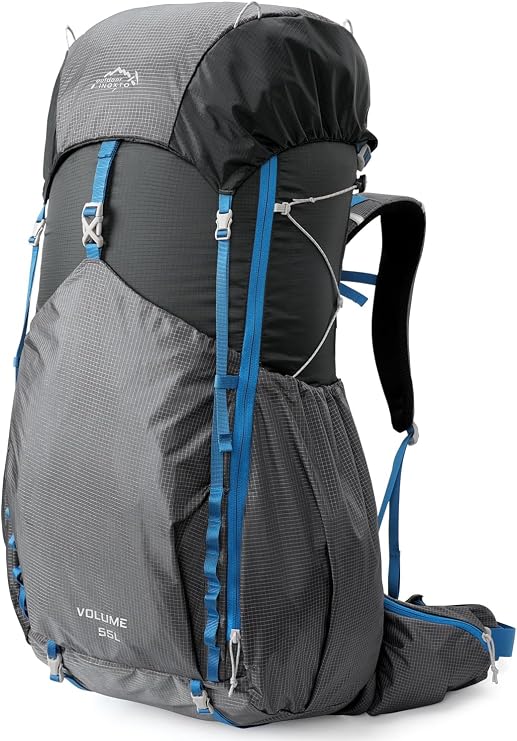 IX INOXTO 55L Internal Frame Waterproof Hiking Camping Backpack with 3L Water Bladder and Rain Cover, Large Lightweight Travel Daypack Rucksack for Climbing Dark Gray