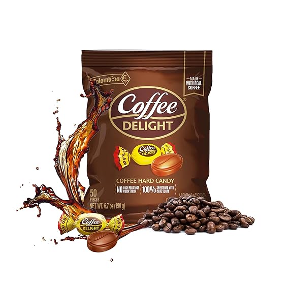 Colombina Coffee Delight Hard Candy - Pack of 50 Gluten Free Coffee-Flavored Candies Made wReal Colombian Coffee 50 Count - 6.7oz - 190g
