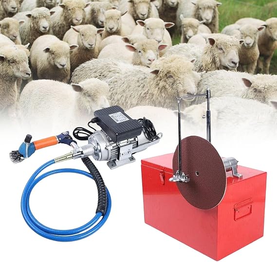 Electric Sheep Shears, Professional Camel Cattle Horse Clippers Sharpener, 3600RPM Low Noise Farm Livestock Shearing Machine, Shave Grooming Kit for Goats Thick Coat Animals,220V
