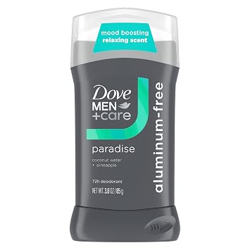 DOVE MEN + CARE AluminumFree Deodorant Stick, Paradise Mood Boosting Scent, 72h Odor Protection, 3 oz