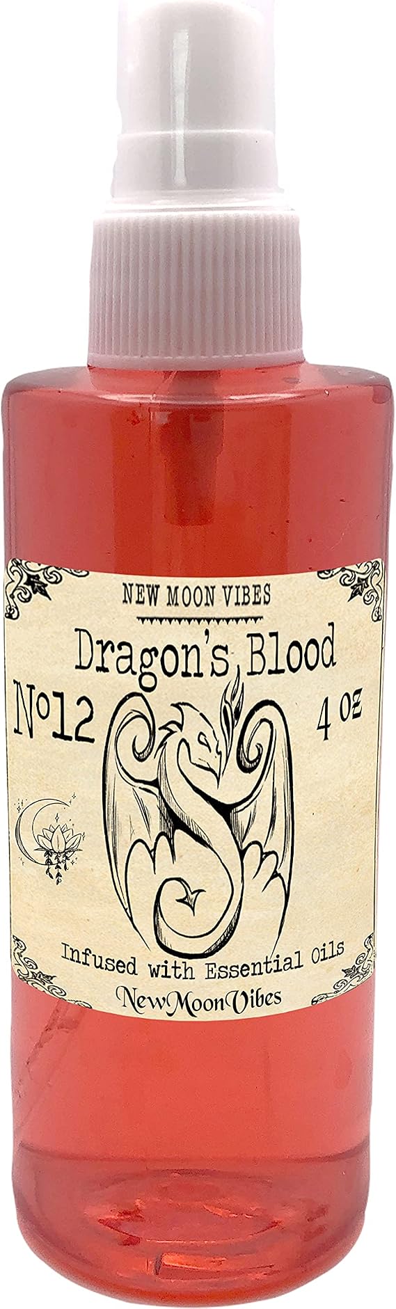 Dragons Blood New Moon Vibes 10ml Essential Oil Infused Misting Room Spray for Cleansing, Protection, Manifestation and Energy Boosting