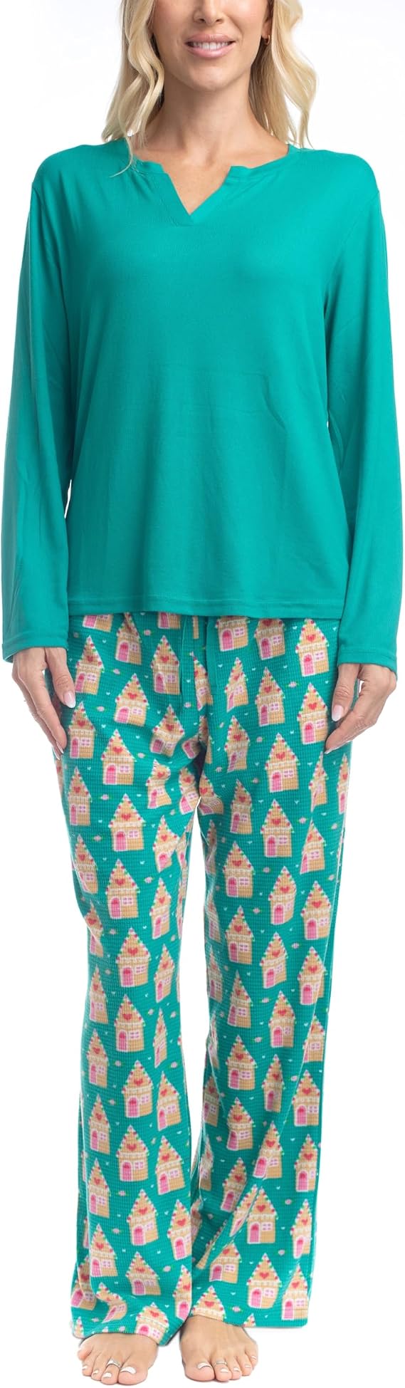 Goodnight Kiss 2 Piece Women's Loungewear, Soft Butter Knit Pajama Set, Ladies Fleece Pajamas with Pockets