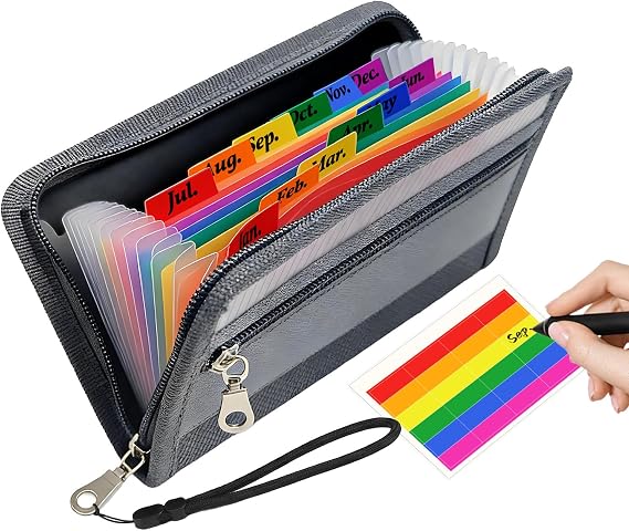 Portable Receipt Organizer & Coupon Holder, 12 Pockets