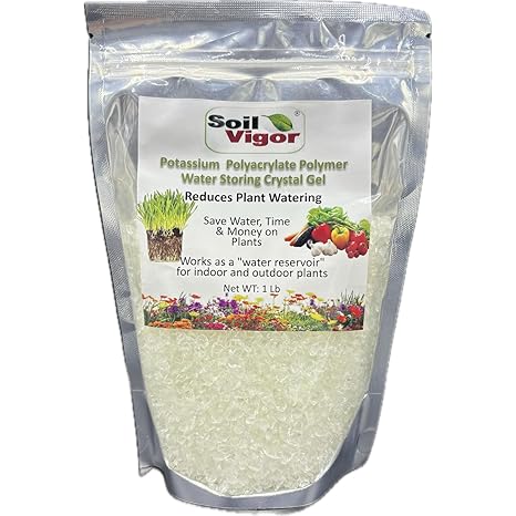 1LB Potassium Polyacrylate Super Absorbent Polymer Water Crystals - Hydro Gel Granules for Indoor & Outdoor Plants, Lawns & Garden - Safe for Vegetables - Reduces Watering Needs