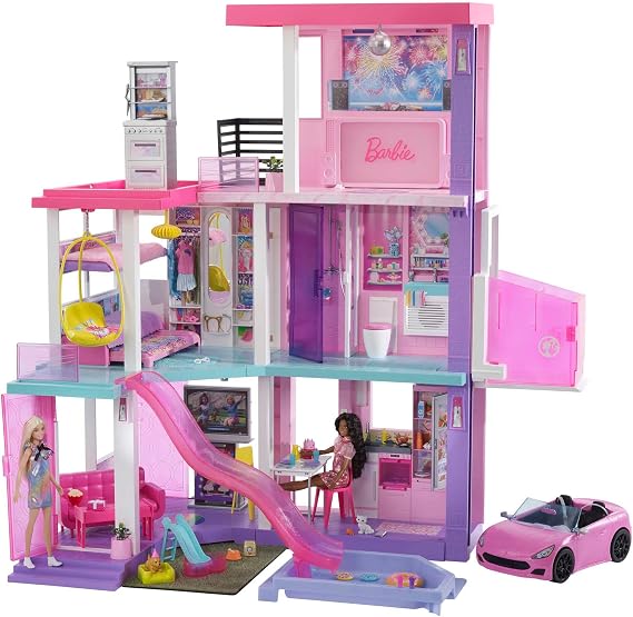 Barbie 60th Celebration DreamHouse Doll House Playset (3.75-feet) with 2 Exclusive Dolls, Car, Pool, Slide, Elevator, Lights & Sounds, 100+ Accessories